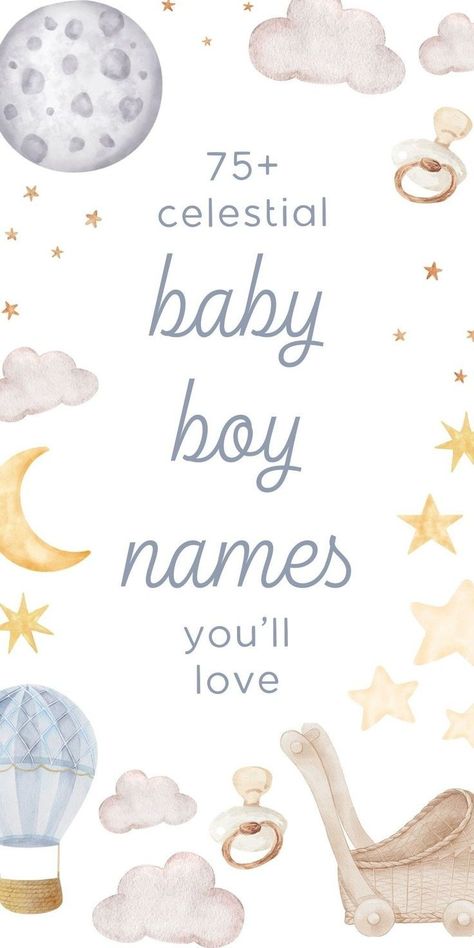 Choosing the *right* name out of a sea of baby names is NO easy feat - that's why I've hand-picked this super cute list of unique baby names for boys to inspire you! If you love celestial baby names, then you are going to swoon over these cool baby names for boys - from baby names meaning star to boy names meaning moon and so many other neat boy name ideas - these rare baby names are a MUST-SEE! Names Inspired By Space, Names Meaning Moon, Surfer Boy Names, Catholic Baby Names, Unique Baby Names For Boys, S Boy Names, Boy Names Meaning, Celestial Baby Names