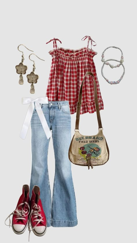 #coquette #beabadoobee #outfit #inspiration #red #farmgirl #farmersmarket #aesthetic Beabadoobee Outfits, Aesthetic Shuffles, Farm Clothes, Americana Fashion, Red Outfit, Dream Clothes, Concert Outfit, Your Aesthetic, Beautiful Outfits