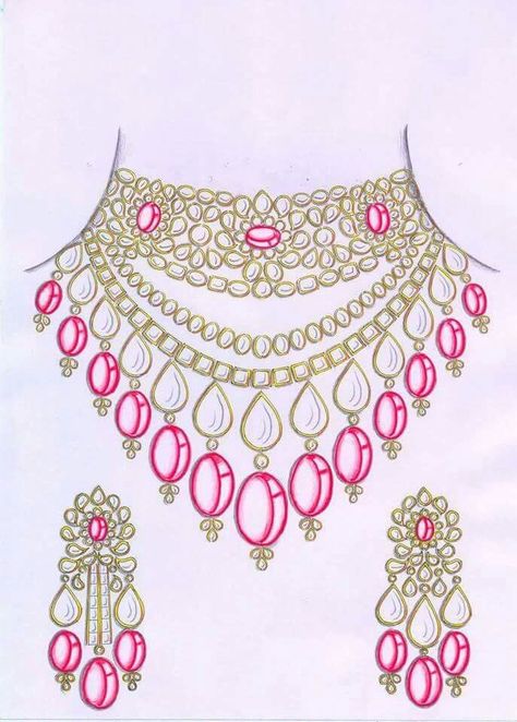 Kundan Jewellery Sketches Illustration, Jwellary Design Sketch, Kundan Jewellery Illustration, Jwellary Design Drawing, Jewellery Design Sketch, Jewelry Design Drawing Necklaces, Jwellary Design, Sketch Jewelry, Drawing Jewelry