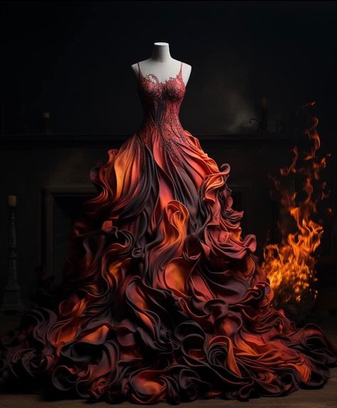 Wind Inspired Outfits, Lava Dress, Fire Elemental, Vampire Ball, Element Dress, Super Suit, Gothic Vampire, Eras Tour Outfits, Theme Dress