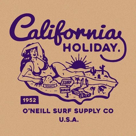 Vintage Branding Design, California Artwork, Illustration Design Graphique, Drawing Lettering, Matchbook Art, Art Lifestyle, Vintage Graphic Design, Badge Design, Vintage Branding