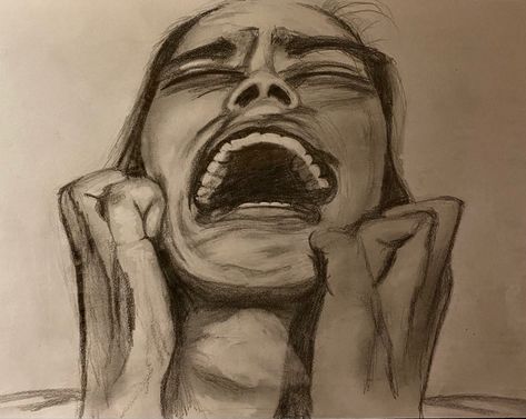 Screaming Artwork, Woman Screaming Drawing, Man Screaming Drawing, Girl Screaming Drawing, Cozy Hobbies, Screaming Drawing, Screaming Girl, Scream Art, Life Drawing Reference