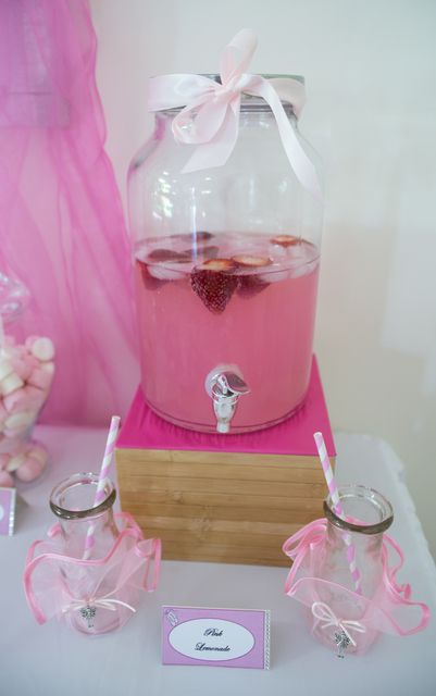 Pink drinks at a ballerina party!  See more party ideas at CatchMyParty.com!  #partyideas #ballerina Candy Bars Ideas, Tutu Party Decorations, Bars Ideas, Ballerina Party Decorations, Tutu Birthday Party, Ballerina Theme, Ballerina Birthday Party, Ballet Birthday Party, Ballet Birthday