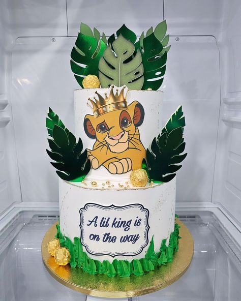 #Repost 📷 by @aris_cakes.phx: A lil King is on the way 👑 #babyshowercake #thelionkingcake #disneycake #madewithlove #cakeofinstagram #phoenixbakery #Phoenix #elreyleon @inkedibles Lion King Baby Shower Cake, Simba Baby Shower, Lion Baby Shower, Lion King Theme, King Cake Baby, Ocean Birthday Party, Lion King Baby Shower, Lion King Baby, Lion Baby