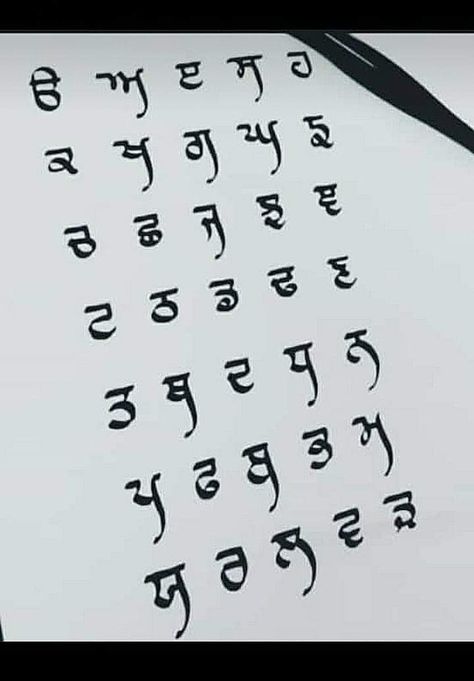 Caligraphy Alphabet Punjabi, Punjabi Alphabet Letters Calligraphy, Punjabi Calligraphy Fonts Alphabets, Calligraphy Punjabi, Punjabi Drawing, Punjabi Letters, Punjabi Alphabet, Punjabi Calligraphy, Brush Lettering Alphabet