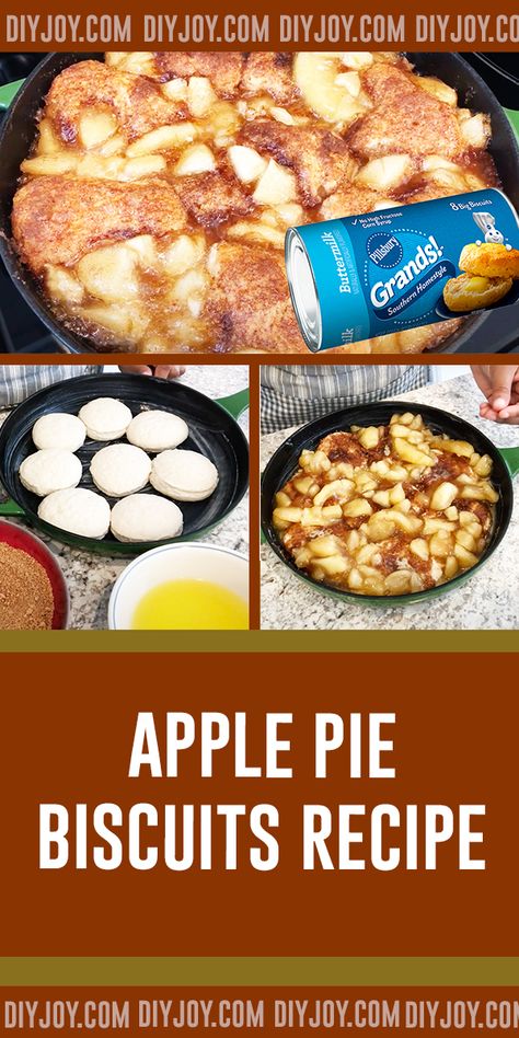 Easy Canned Biscuit Recipes - Apple Pie Biscuits made With Pillsbury grands- Quick breakfast Ideas #breakfast #pillsbury #breakfastrecipes via @diyjoycrafts Things To Make With Flaky Biscuits, Canned Biscuits Dessert Recipes, Pillsbury Blueberry Sweet Biscuits, Biscuits Pillsbury Ideas, Apple Pie With Biscuit Dough, Dessert Using Canned Biscuits, Biscuit Desserts Canned, Pillsbury Biscuit Apple Fritters, Apple Pie Filling And Biscuit Recipes