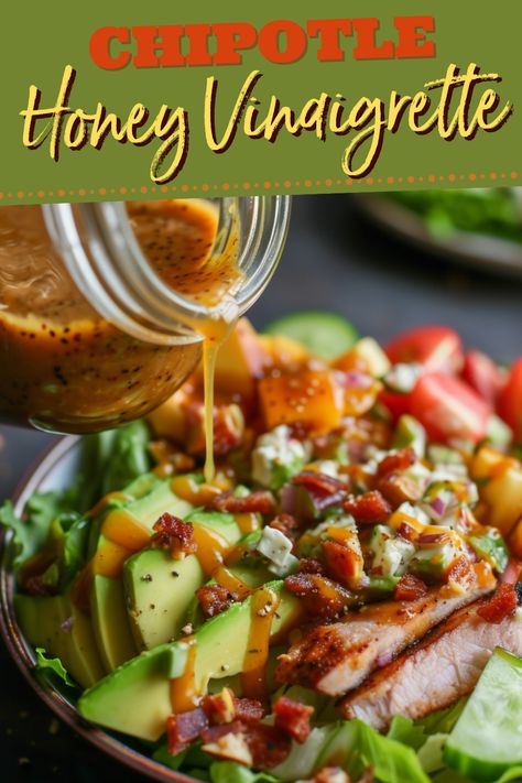 Add a little kick to your favorite salad with this easy copycat Chipotle honey vinaigrette recipe! It's tangy, spicy, smoky, and flavor-packed. Chipotle Honey Vinaigrette, Chipotle Honey Vinaigrette Copycat, Chipotle Vinaigrette Dressing, Chipotle Vinaigrette, Chili Lime Vinaigrette, Honey Lime Vinaigrette, Chipotle Recipes Chicken, Chipotle Dressing, Black Bean Soup Recipe