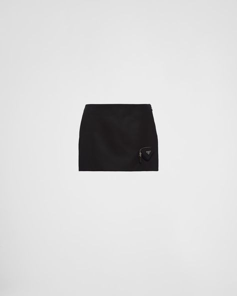 Black Re-nylon Miniskirt | PRADA Prada Skirt, Black Skirts, Beauty Brushes, Prada Nylon, Triangle Logo, Mens Fall, Women Essentials, Fine Jewelry Collection, Geometric Lines