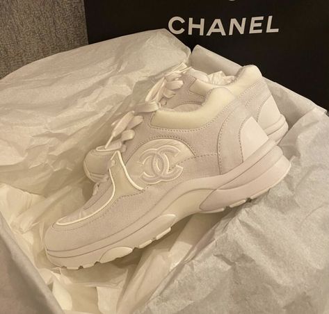 chanel runners | chanel | chanel trainers | chanel sneakers | trainers | off white | shoe box | custom trainer designs | custom sneaker designs | custom trainers | shoe box diy | sneakers | designer shoes Chanel Sneakers Aesthetic, White Chanel Sneakers Outfit, Expensive Shoes Aesthetic, Chanel Runners Outfit, Chanel Trainers Outfit, White Chanel Shoes, White Chanel Sneakers, Chanel Runners, Chanel Sneakers Outfit