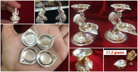 Silver diya collection Silver Diya, Silver Deepam, Diwali Pooja, Diya Lamp, Pooja Items, Lamp Collection, Diwali Decoration, Diwali Decorations, Oil Lamp