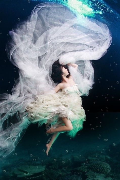 Breathtaking. Literally, I stopped breathing when I saw this. #underwaterphotography Underwater Maternity Photography, Underwater Film, Underwater Wedding, Underwater Model, Underwater Photoshoot, The Ancient Magus Bride, Underwater Art, Underwater Photos, Water Photography