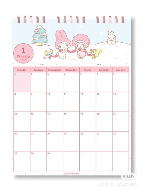 My Melody Calendar, Week Planner, Calendar 2024, My Melody, Weekly Planner, Hello Kitty, Paper Crafts, Kitty, 10 Things