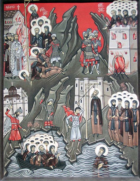 OCA - Martyrs killed by the Latins at the Iveron Monastery on Mt. Athos The Holy Mountain, Mount Athos, Religious Artwork, The Monks, Like Animals, Medieval Art, Orthodox Icons, Crusades, Ships