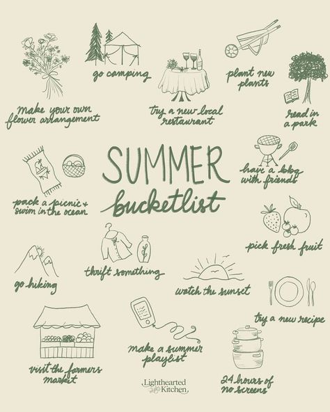 It's officially summer (at least in the northern hemisphere)! ☀️ Check out these summer-inspired activities from @lightheartedkitchen. Which ones will you be enjoying this season? #summer #summersolstice #camping #summeractivities #getoutside #trysomethingnew #thenutritioninstitute Cottagecore Activities, Kitchen Farm, Summer Traditions, Seasonal Living, Summer Playlist, Summer Life, Living Healthy, Farm To Table, Holistic Nutrition