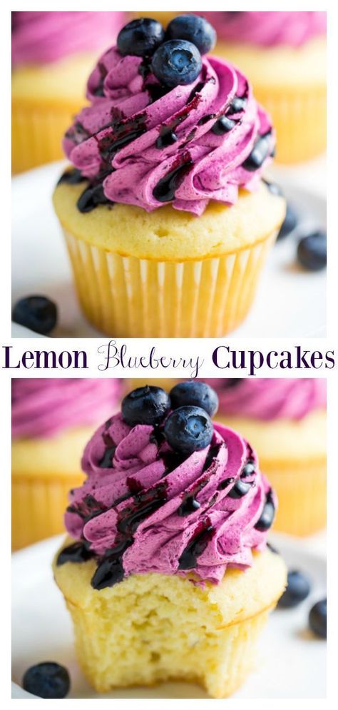 Blueberry Buttercream, Blueberry Frosting, Baker By Nature, Blueberry Cupcakes, Cheesecake Mini, Summer Baking, Lemon Cupcakes, Salty Cake, Delicious Cake