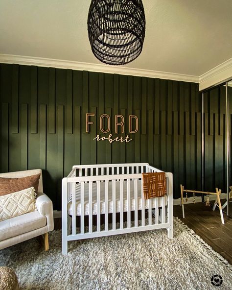 The Newton Nursery Boy Nursery Green Accent Wall, 2023 Nursery Trends, Green Nursery Boy, Nursery Accents, Nursery Accent Wall, Nursery Decor Inspiration, Nursery Trends, Baby Boy Room Decor, Nursery Room Design