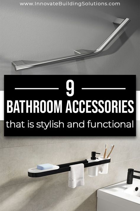 Here are some stylish and functional bathroom project ideas you can use in your bathroom! Read more here! | Innovate Building Solutions | #BathroomRemodel #ShowerAccessories #GrabBars | Bathroom Shower Handles | Grab Bars | Bathroom Project DIY Walk In Shower Accessories, Shower Bar, Shower Handles, Shower Grab Bar Ideas, Shower Grab Bars Design, Bathroom Grab Bar Ideas, Shower Accessories Ideas, Grab Bars In Shower Walk In, Modern Grab Bars In Bathroom