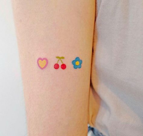 All Pink Tattoo, Small Colour Tattoo, Really Bad Tattoos, Pastel Tattoo, Cute Tiny Tattoos, Lily Tattoo, Temp Tattoo, Bad Tattoos, Painting Tattoo