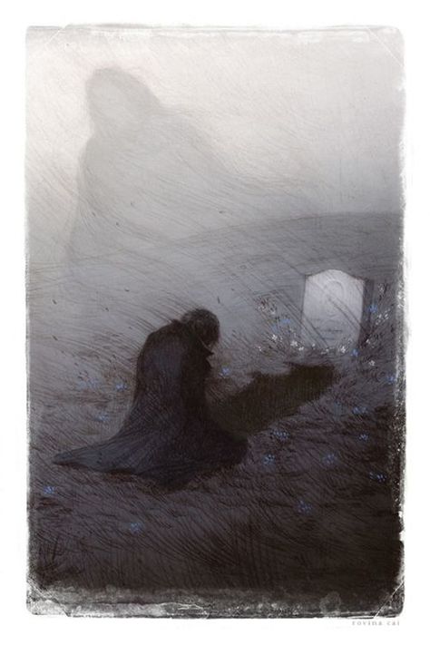 Emily Brontë, Emily Bronte, Interior Illustration, Wuthering Heights, Graveyard, Dark Art, Cemetery, Fantasy Art, Literature