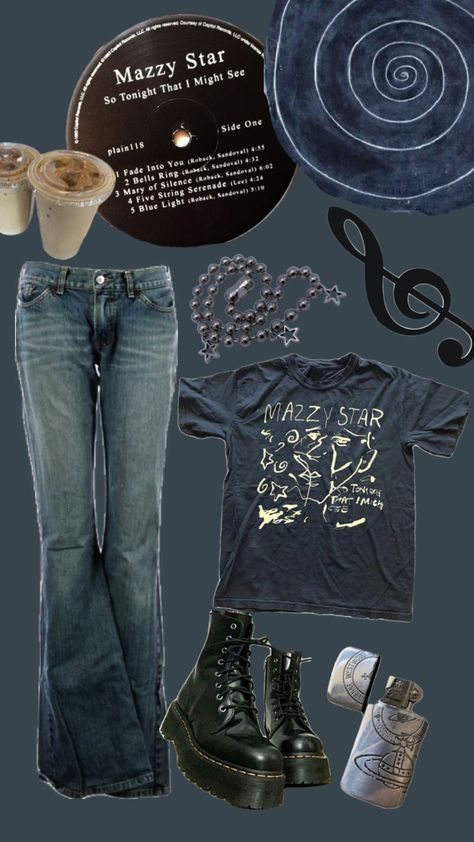 #mazzystar #outfitinspo #blue #mazzystaraesthetic Mazzy Star Outfit, Mazzy Star Aesthetic, Star Outfit, Star Aesthetic, College Wardrobe, Mazzy Star, Aesthetic Fits, Swaggy Outfits, Gothic Outfits