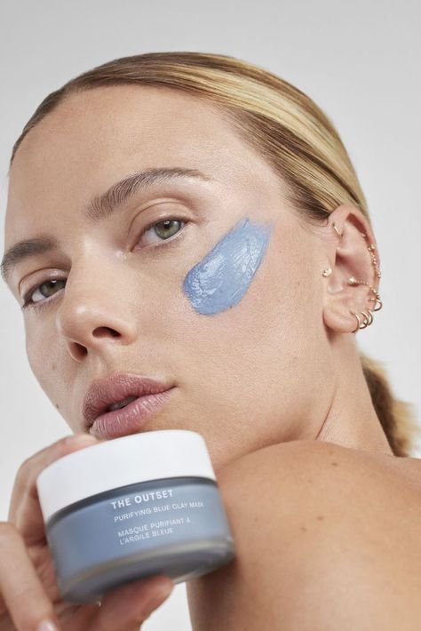 Celebrity Skin Care, The Outset, Blue Face Mask, Cleansing Mask, Clay Face Mask, Blue Clay, Safe Skincare, Blue Mask, Beauty Shoot