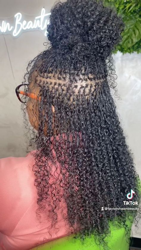 Sister Locs With Curls, Short Curly Micro Braids, Microloc Extensions Permanent, Mirco Locs Hairstyles, Mirco Twist, Micro Locs With Curly Ends, Sista Locs Sister Locks, Curly Microlocs, Micro Twists With Extensions