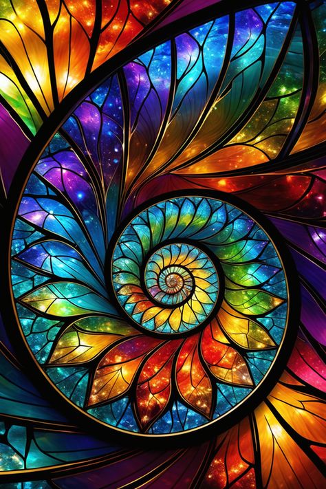 art-by-mka-wonderful-future--vibrant-fibonacci-spiral--broken-glass-effec Golden Pattern Background, Fibonacci Art Design, Fibonacci Spiral Quilt Pattern, Fibbonaci Spiral Art, Spiral Abstract Art, Fibonacci Art Drawing, Fractal Art Geometric, Fractal Art Geometric Drawing, Fibonacci Sequence Art