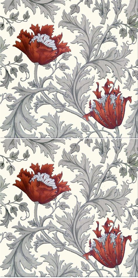 William Morris Anemone, William Morris Designs Pattern, William Morris Art Nouveau, William Moriss Wallpaper, William Morris Tattoo Inspiration, William Morris Textiles, William Morris Flowers, William Morris Tiles, Victorian Prints Pattern