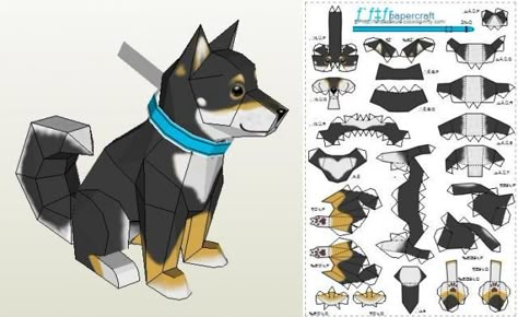 Chobi Dog Paper Toy - by Ten Pepakura Helpful Crafts, Paper Dogs, Folding Origami, Instruções Origami, Papercraft Templates, Paper Toy, Paper Animals, Dog Crafts, 3d Paper Crafts