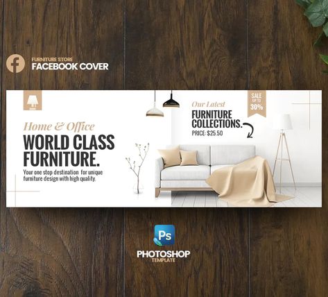 Furniture Facebook Cover Template PSD Furniture Facebook Cover Design, Facebook Cover Ideas, Furniture Banner Design, Furniture Banner, Cover Facebook, Fb Banner, Banner Design Layout, Facebook Cover Design, Template Instagram