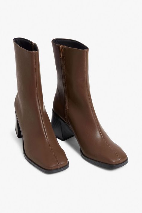 Monki Coupon Code Square Toed Boots, Winter Chelsea Boots, Vegan Heels, Square Toe Ankle Boots, Dark Brown Boots, Square Toe Boots, Block Heel Boots, Swag Shoes, Only Shoes