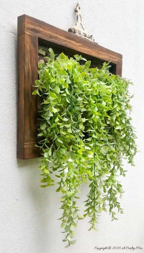 DIY Multi-Purpose Framed Ceiling Tile Farmhouse Decor | A Crafty Mix Diy Wall Frames Ideas, Framed Ceiling, Front Yard Decor, Framed Plants, Iron Wall Sconces, Tile Wall Art, Tin Ceiling Tiles, Dekor Diy, Plant Decor Indoor