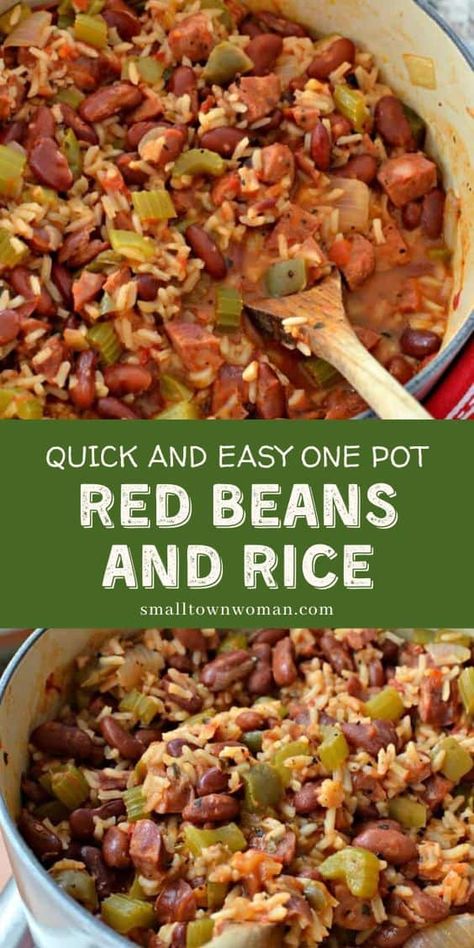 Rice And Beans Recipe Easy, Easy Rice And Beans Recipe, Red Beans And Rice Recipe Easy, Red Bean And Rice Recipe, Red Beans Recipe, Red Beans Rice, Red Beans N Rice Recipe, Rice And Beans Recipe, Beans And Sausage