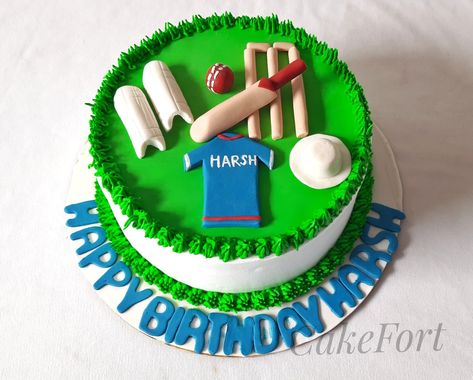 Cricket Theme Cake For Men, Cricket Theme Cake Without Fondant, Cricket Theme Cake Birthdays, Cricket Birthday Cake, Cricket Theme Cake, Cakes Without Fondant, Cricket Cake, Sports Cake, Red Birthday Cakes