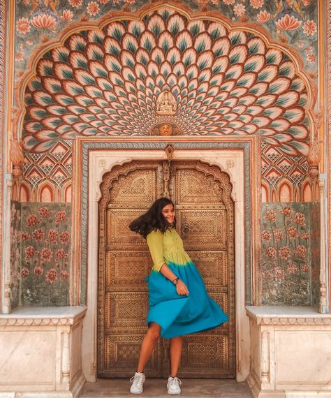 The City Palace Rajasthan Outfit, India Tourist Places, City Palace Jaipur, India Tourist, Brand Colours, Travel Pose, Tourist Places, Rajasthan India, Jaipur Rajasthan