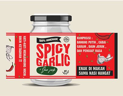 Chili Garlic Packaging Design, Condiments Packaging Design, Chili Label Design, Spicy Food Logo Design, Chilli Garlic Oil Logo Design, Condiment Label Design, Chili Garlic Logo Design Ideas, Chili Garlic Oil Packaging, Chili Packaging Design