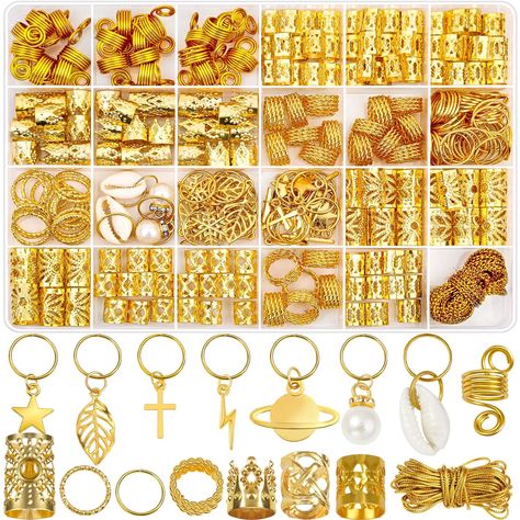 259 Pcs Hair Jewelry for Braids, Loc Jewelry for Hair Dreadlock for Women, Metal Gold Rings Cuffs Clips for Dreadlock Accessories Hair Braids Jewelry Decorations Hair Jewelry For Braids, Hair Braid Rings, Hair Braid Beads, Braided Dreadlocks, Hair Charms, Dreadlock Accessories, Hair Cuffs, Braid Jewelry, Loc Jewelry