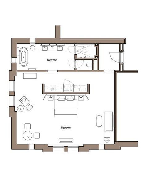 Master Suite Layout, Master Suite Floor Plan, Hotel Room Plan, Hotel Room Design Plan, Bedroom Layout Design, Hotel Floor Plan, Hotel Floor, Apartment Floor Plan, Hotel Room Design