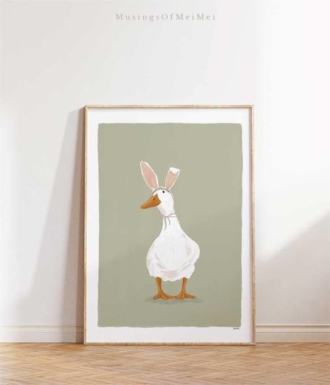 Nursery Artworks, Bestie Apartment, Boho Easter Decor, Ears Art, Duck Printable, Boho Easter, Easter Duck, Holiday Logo, Easter Wall Art