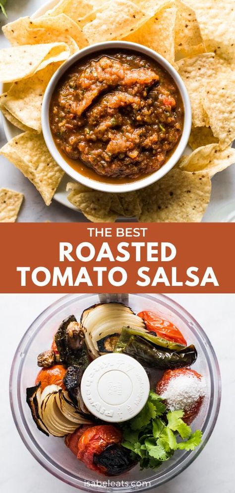 Roasted Red Salsa, Summer Salsa Recipes, Roasted Tomato Salsa Recipe, Roasted Salsa Recipe, Roasted Salsa, Cilantro Salsa, Roasted Tomato Salsa, Fresh Tomato Recipes, Homemade Salsa Recipe