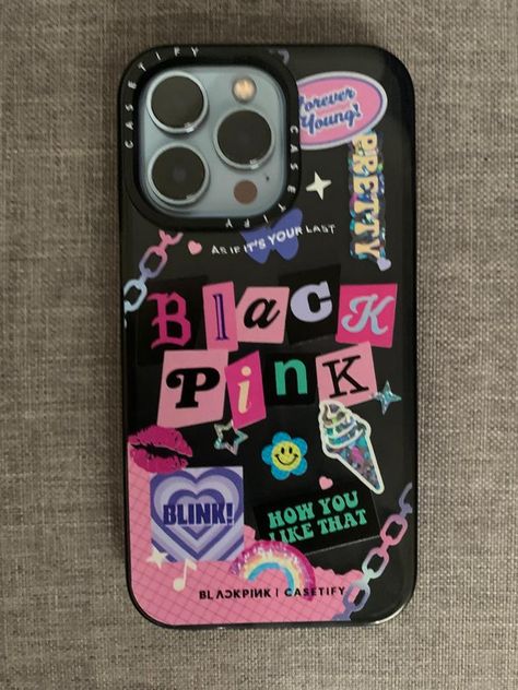 Black Pink Phone Case, Kpop Phone Case Ideas, Blackpink Phone Case, Black Iphone Cover, Casetify Iphone Case, Pandora Bracelet Charms Ideas, Kpop Phone Cases, Vintage Phone Case, Pretty Iphone Cases