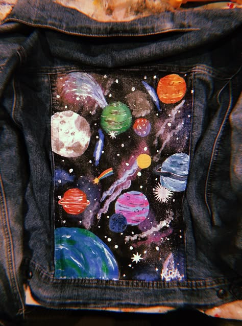 Excited to share this item from my #etsy shop: Glow in the dark hand painted space jean jacket All The Planets, Painting Clothes, Diy Denim Jacket, Painted Clothes Diy, Hand Painted Denim, Hand Painted Denim Jacket, Valerie Bertinelli, Large Jacket, Diy Jeans