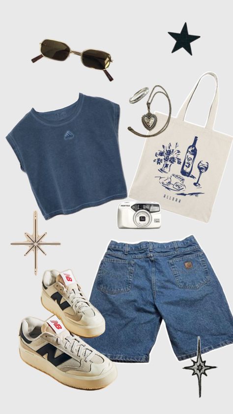 Summer outfit Vintage 80s Aesthetic Outfits Summer, Summer Vintage Aesthetic Outfits, 90s Beachy Fashion, Summer Outfits Funky, Soft 90s Outfits, 90s Summer Aesthetic Outfits, Transmasc Outfits Summer, Quirky Summer Outfits, Artsy Outfit Summer