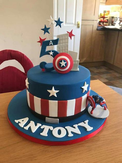 Captain America Birthday Cake, Captain America Birthday Party, Captain America Party, Captain America Cake, Party Cooler, America Cake, Captain America Birthday, Marvel Birthday Party, Marvel Cake