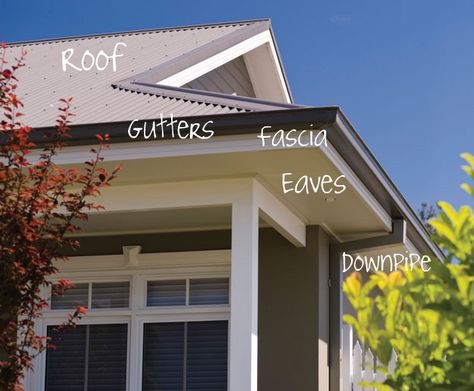 7 Tips for Your Exterior Colour Scheme - A&L House Paint Exterior Colour Schemes, Gutter Colors, Brick Ideas, Colorbond Roof, Weatherboard House, House Exterior Colors Schemes, Exterior House Color, Pintura Exterior, Exterior Color Schemes