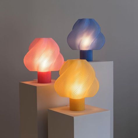 Scandinavian Product Design, Colorful Product Design, 3d Lamp Design, Fun Lamps, 3d Printed Lamp, Eclectic Lamps, 3d Lighting, Colorful Lamp, Weird Furniture