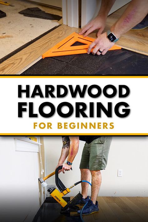 How To Install DIY Hardwood Flooring with Tips for Beginners! — Crafted Workshop Budget Flooring Ideas, Hardwood Plank Flooring, Painted Hardwood Floors, Diy Hardwood Floors, Diy Wood Floors, Solid Hardwood Flooring, Hardwood Floor Colors, Entryway Flooring, Hardwood Floor Cleaner