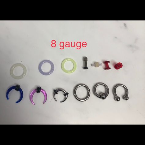 8 Gauge All New... Hoops, Horseshoe & Plugs. Mix & Match From Any Of The Listings. $5 Each Bull Piercing, Piercing Setup, Pretty Plugs, Septum Piercing Jewelry, Cool Piercings, Cute Piercings, Digital Closet, Gauges Plugs, Septum Piercing