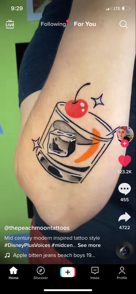 Midcentury Modern Tattoos, Mid Century Modern Tattoo, Mid Century Tattoo, Bite Me Tattoo, Apple Bite, Modern Tattoos, Disney Plus, Tattoo You, Mid Century Modern Design