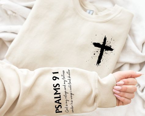 Mother's Day Bible Verse, Jesus Shirts Women, Bible Verse Shirts, God Clothing, Psalms 91, Church Gifts, Gifts For Mother's Day, Christian Sweatshirt, Family Christmas Shirts